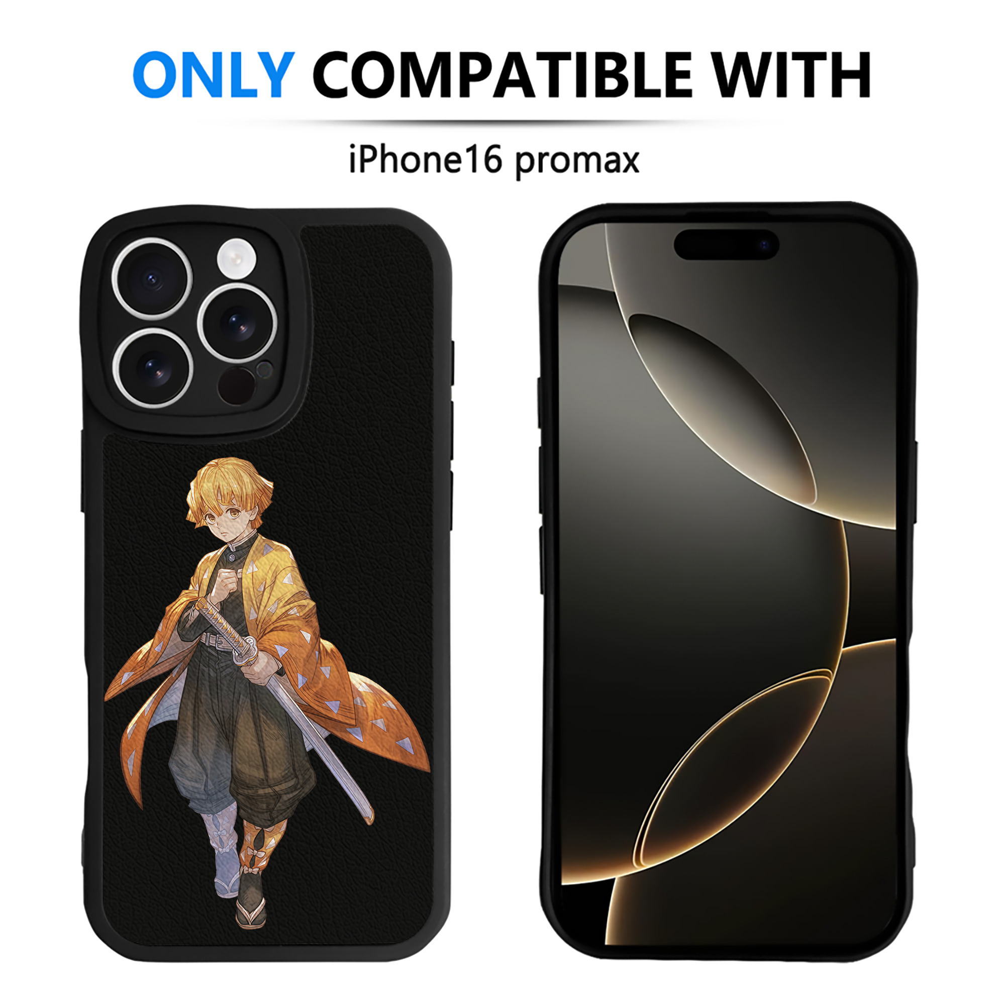 （画像用） 鬼滅の刃（きめつのやいば）我妻 善逸／あがつま ぜんいつ Agatsuma Zenitsu 【iPhone 16シリーズ対応】シリコンスマホケース（レザー調） 材質：シリコン